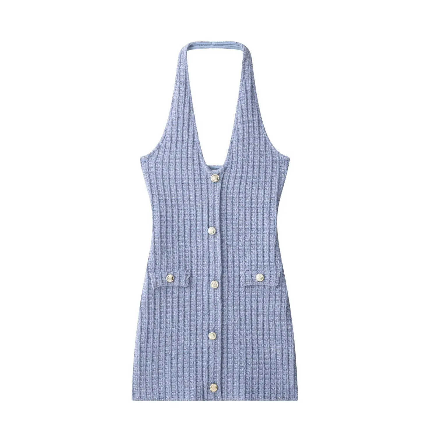 Aria | Single-Breasted Halter Neck Backless Mini Dress