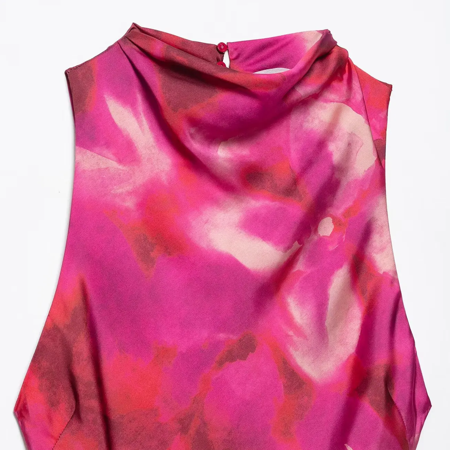 Evelyn |  Printed Satin Sleeveless Slim Midi Dress