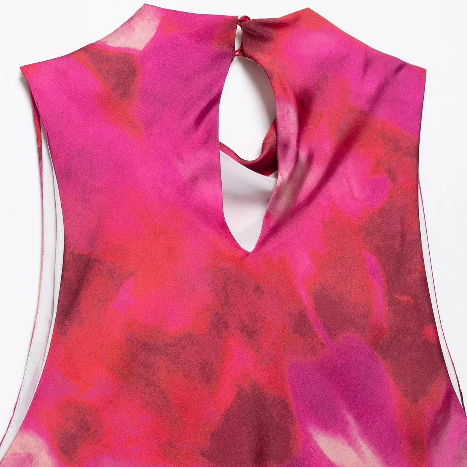 Evelyn |  Printed Satin Sleeveless Slim Midi Dress